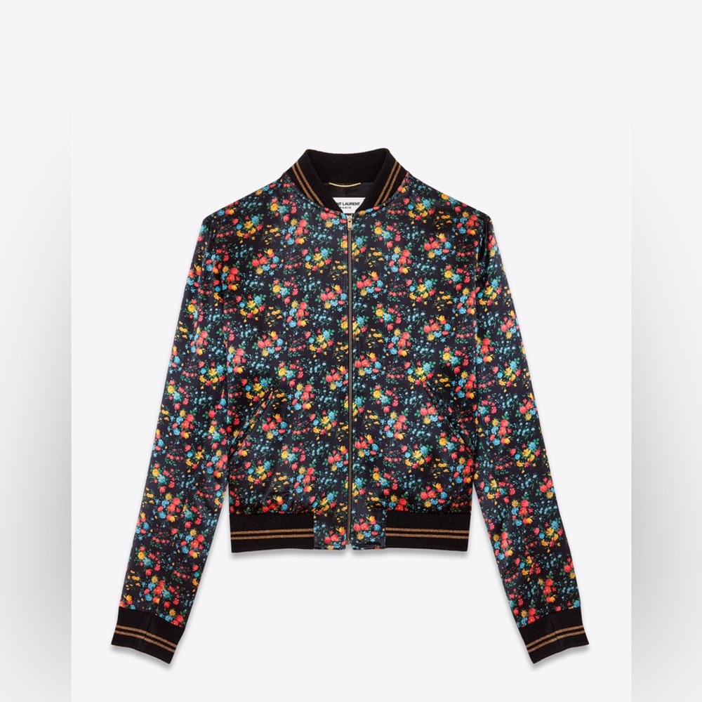 Saint Laurent Multicolor Floral Bomber Jacket